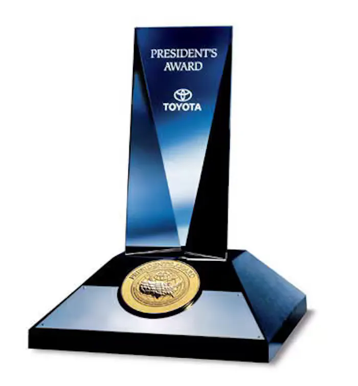 Toyota President's Award trophy