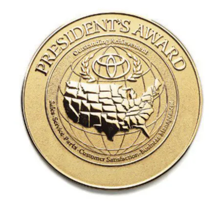 Toyota President's Award for CustomerFirst medallion