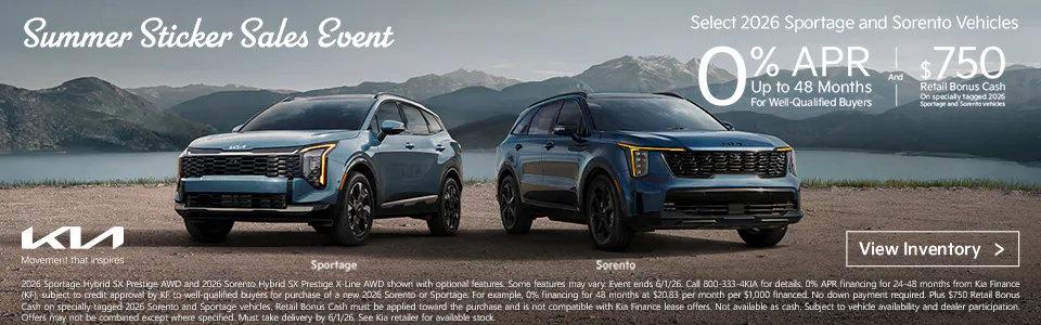 Summer Sticker Sales Event Sportage and Sorento | Evans Kia