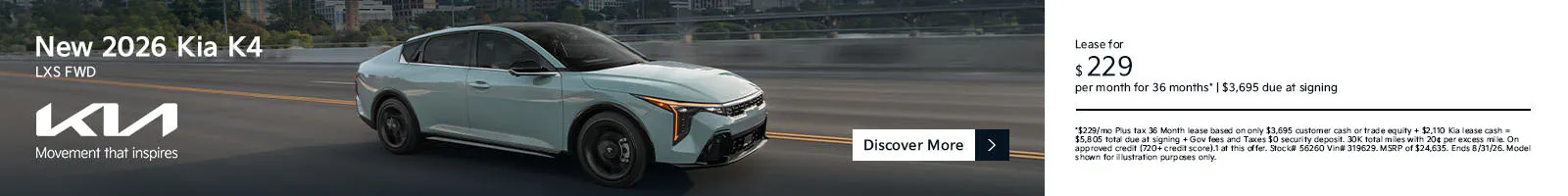 New 2026 Kia K4 LXS FWD