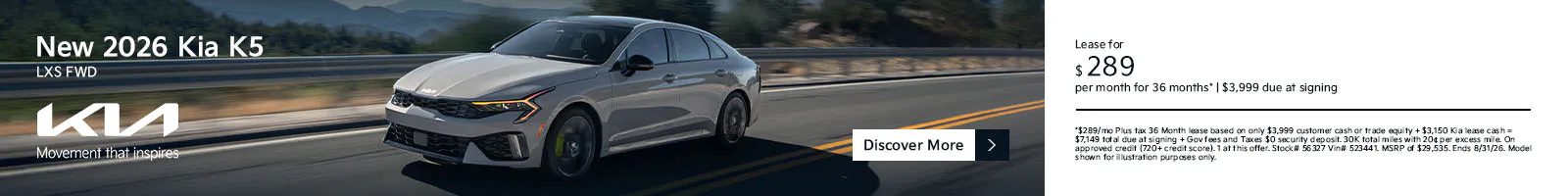 New 2026 Kia K5 LXS FWD