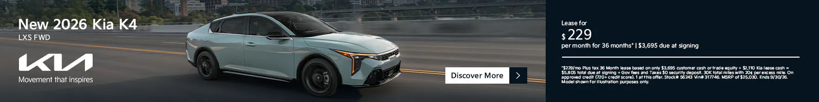 New 2026 Kia K4 LXS FWD