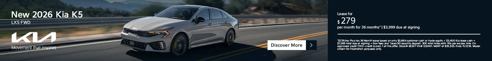 New 2026 Kia K5 LXS FWD