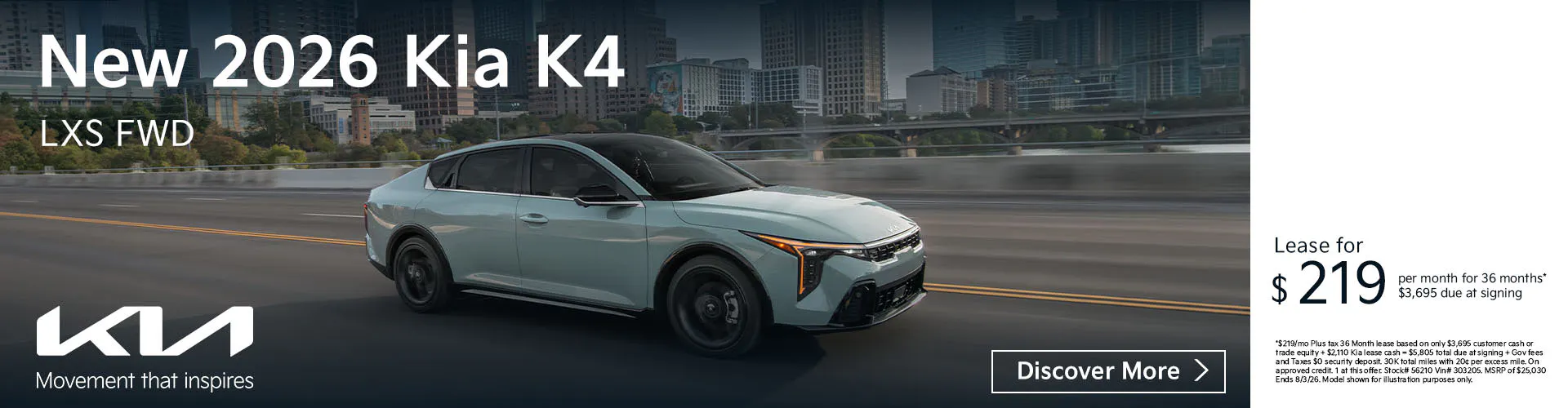 New 2026 Kia K4 LXS FWD
