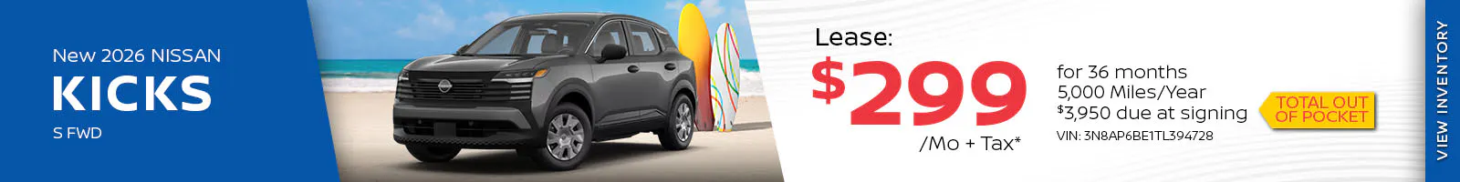 New 2026 Nissan Kicks S FWD