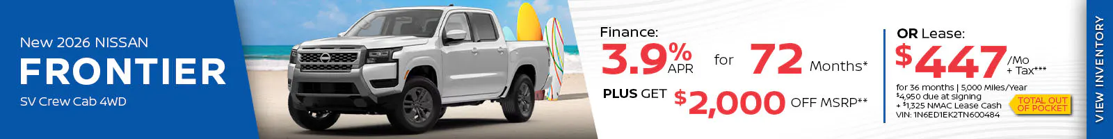 New 2026 Nissan Frontier SV Crew Cab 4WD