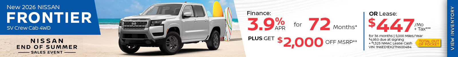 New 2026 Nissan Frontier SV Crew Cab 4WD