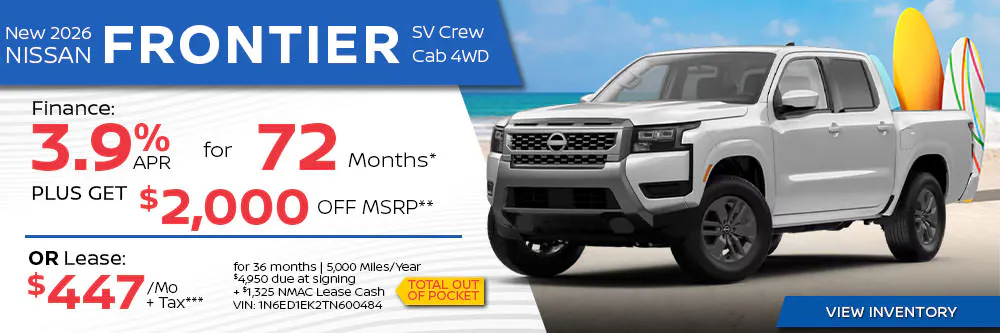 New 2026 Nissan Frontier SV Crew Cab 4WD | First Nissan
