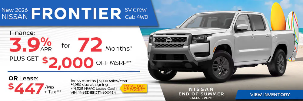 New 2026 Nissan Frontier SV Crew Cab 4WD | First Nissan
