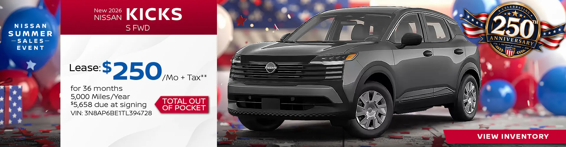 New 2026 Nissan Kicks S FWD