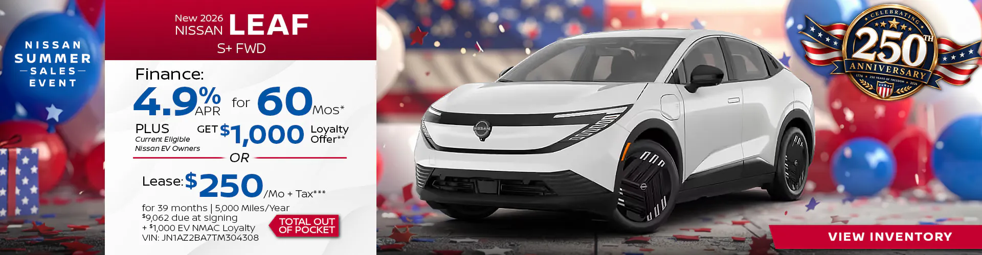 New 2026 Nissan Leaf S+ FWD