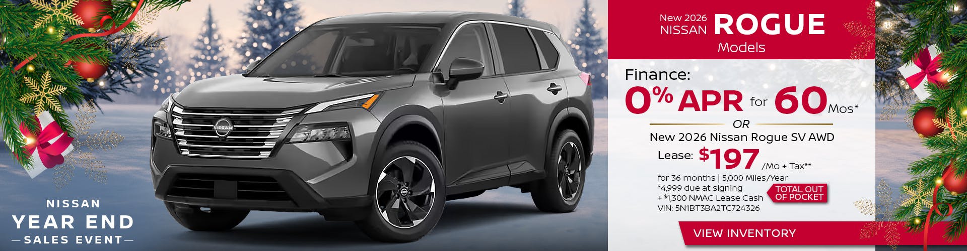 New 2026 Nissan Rogue S, SV, and Rock Creek Models