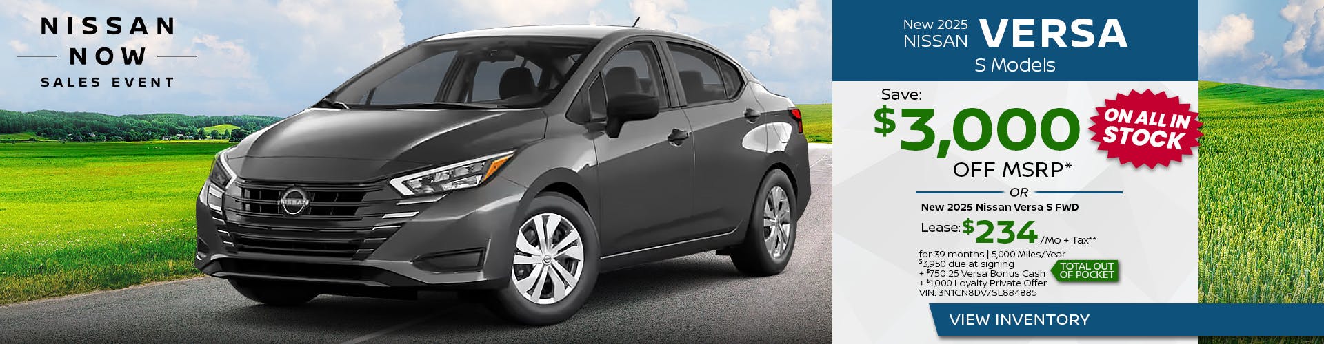 New 2025 Nissan Versa S Models