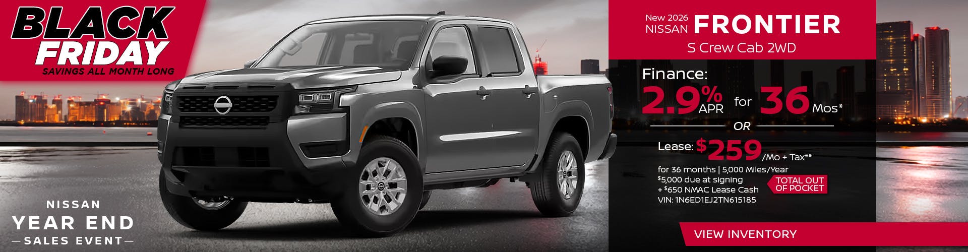 New 2026 Nissan Frontier S Crew Cab 2WD