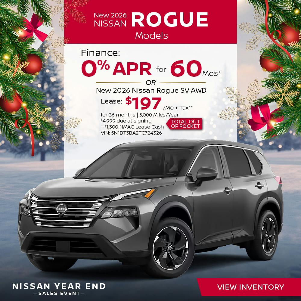 New 2026 Nissan Rogue S, SV, and Rock Creek Models