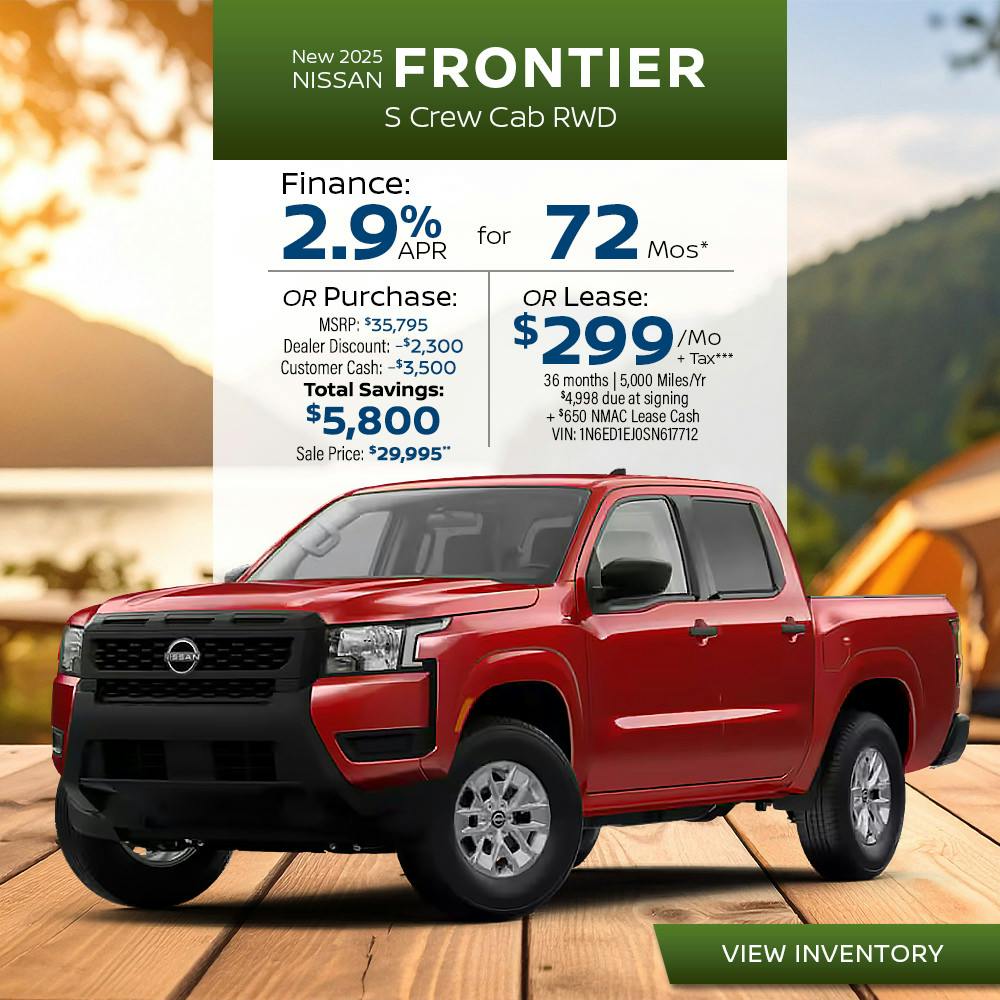 New 2025 Nissan Frontier S Crew Cab RWD | First Nissan