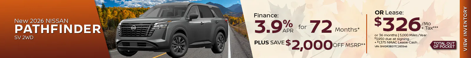 New 2026 Nissan Pathfinder SV 2WD