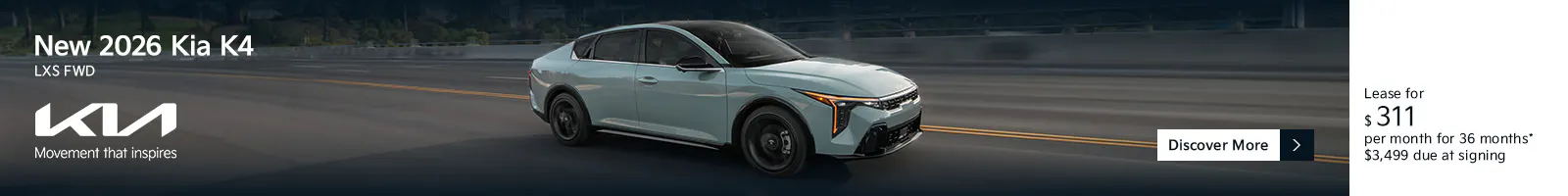 New 2026 Kia K4 LXS FWD