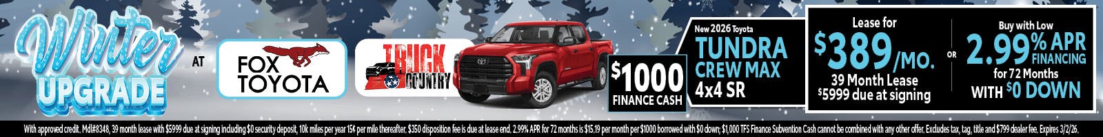 2026 Toyota Tundra Lease & APR