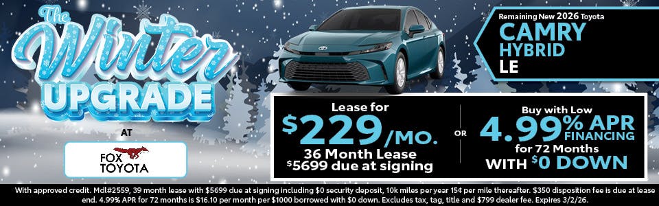 2026 Toyota Camry Hybrid Lease & APR | Fox Toyota