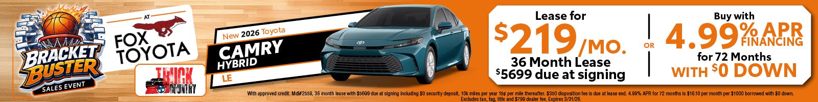2026 Toyota Camry Hybrid Lease & APR