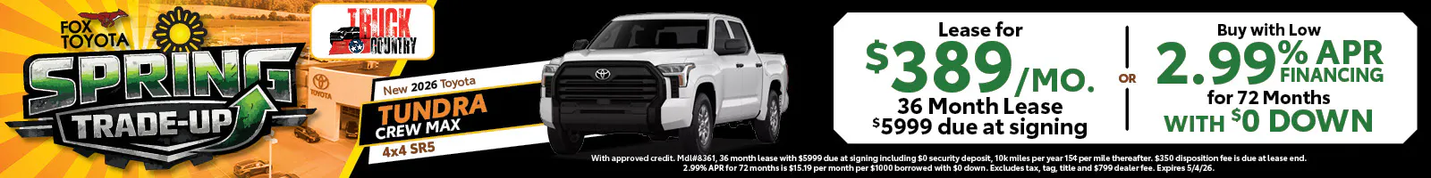 2026 Toyota Tundra Lease & APR