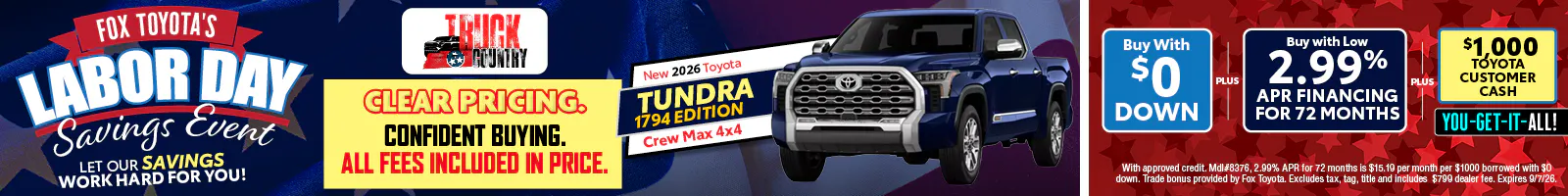New 2026 Toyota Tundra 1794
