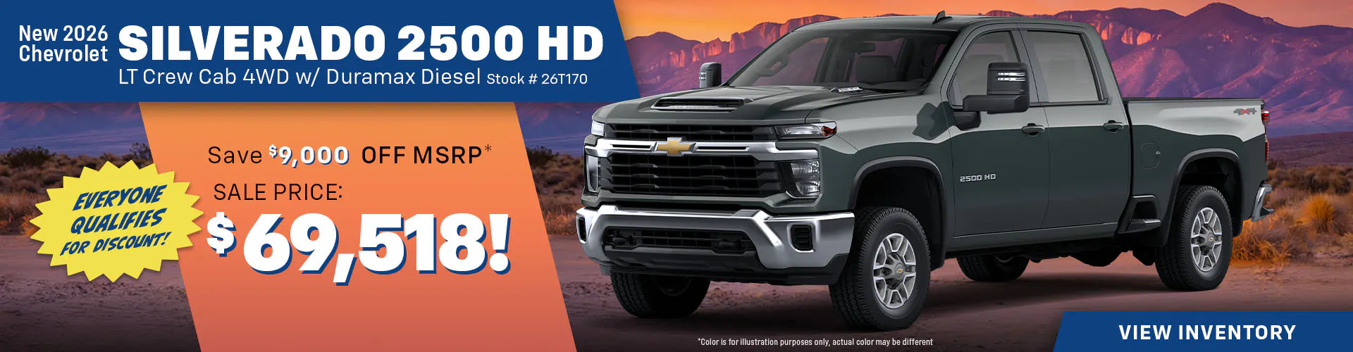 New 2026 Chevrolet Silverado 2500 HD w/ Duramax Diesel LT Crew Cab 4WD