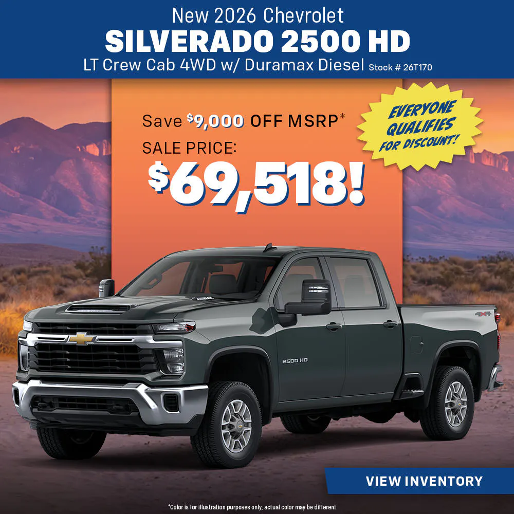 New 2026 Chevrolet Silverado 2500 HD w/ Duramax Diesel LT Crew Cab 4WD