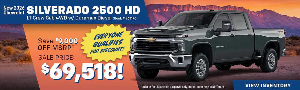 New 2026 Chevrolet Silverado 2500 HD w/ Duramax Diesel LT Crew Cab 4WD | Galles Chevrolet
