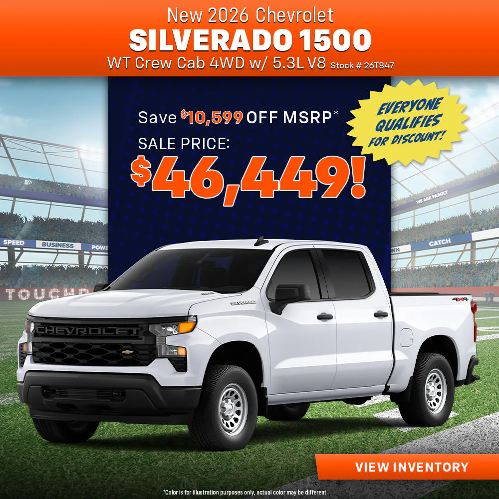 New 2026 Chevrolet Silverado 1500 WT Crew Cab 4WD w/ 5.3L V8