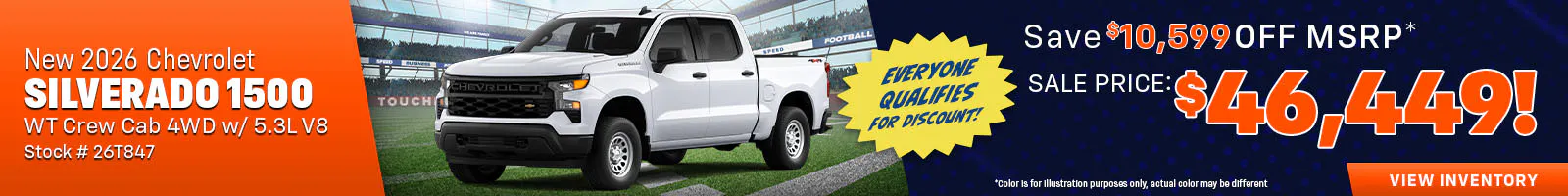 New 2026 Chevrolet Silverado 1500 WT Crew Cab 4WD w/ 5.3L V8