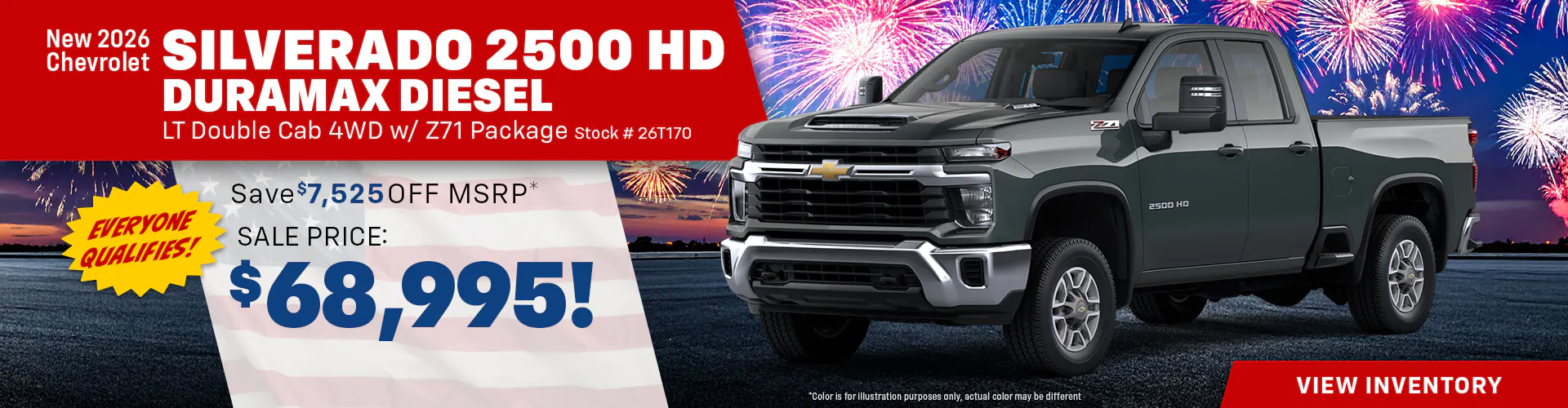 New 2026 Chevrolet Silverado 2500 HD Duramax Diesel LT Double Cab 4WD w/ Z71 Package