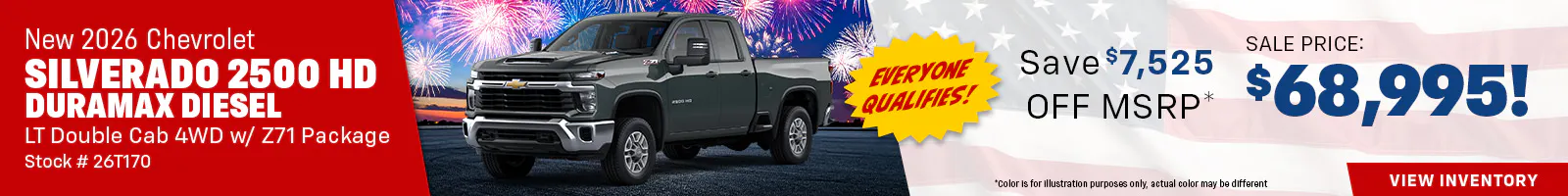 New 2026 Chevrolet Silverado 2500 HD Duramax Diesel LT Double Cab 4WD w/ Z71 Package