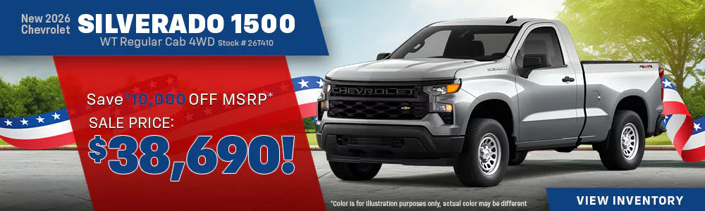 New 2026 Chevrolet Silverado 1500 WT Regular Cab 4WD | Galles Chevrolet