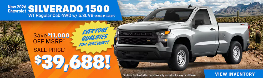 New 2026 Chevrolet Silverado 1500 w/ 5.3L V8 WT Regular Cab 4WD | Galles Chevrolet