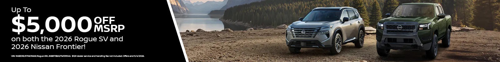 2026 Rogue SV and 2026 Nissan Frontier