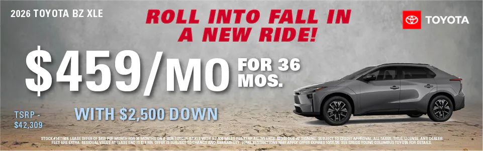 New 2026 Toyota bZ XLE | Gregg Young Toyota of Columbus