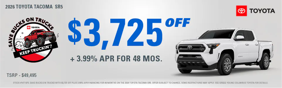 New 2026 Toyota Tacoma SR5 | Gregg Young Toyota of Columbus