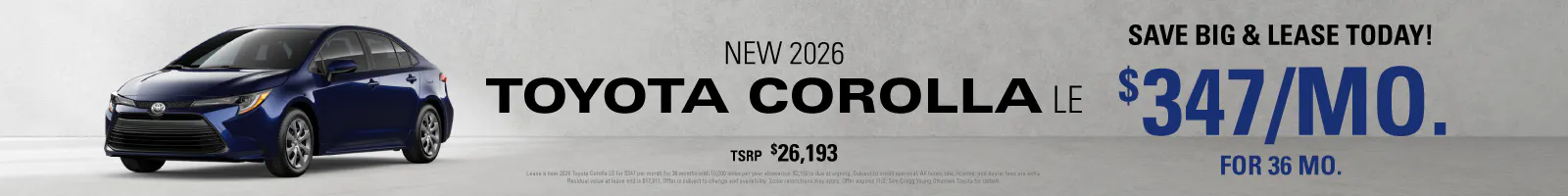 New 2026 Toyota Corolla LE