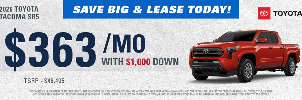 New 2026 Toyota Tacoma SR5 | Gregg Young Toyota Ottumwa