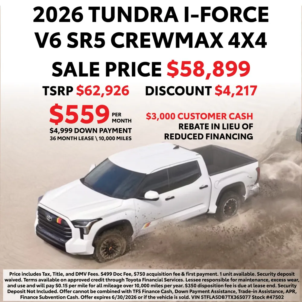 2026 Tundra I-Force V6 SR5 CrewMax 4×4 | Handy Toyota