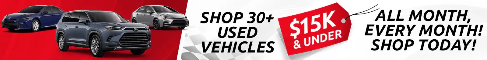 Shop 30+ Used Vehicles – $15k & Under | Harr Toyota