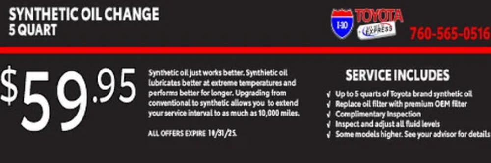 Synthetic Oil Change | I-10 Toyota
