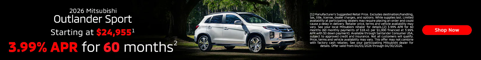 April 2026 Outlander Sport
