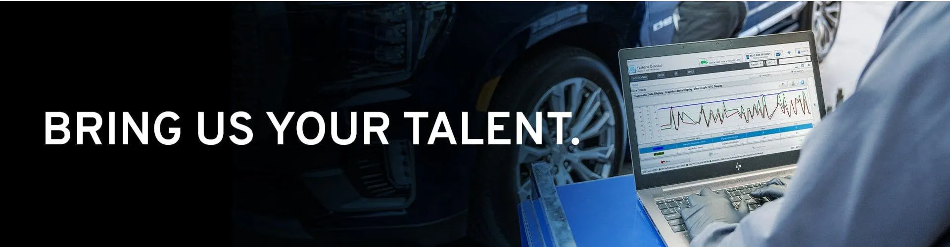 technician-careers-banner Service technician working with diagnostic computer