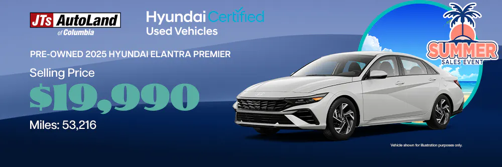 2025 Hyundai Elantra Premier Selling Price: $19,990 Miles: 53,216 | JTs AutoLand of Columbia