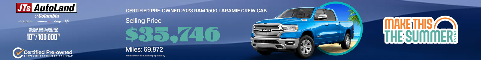 2023 Ram 1500 Laramie Crew Cab Selling Price: $35,746 Miles: 69,872 | JTs AutoLand of Columbia