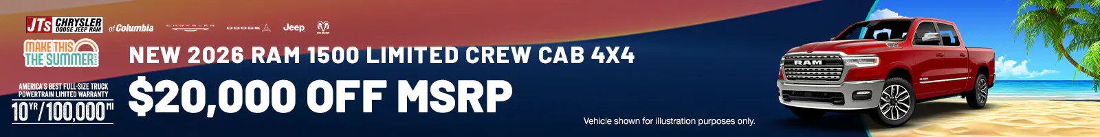 New 2026 RAM 1500 Limited Crew Cab 4×4 $20,000 off MSRP