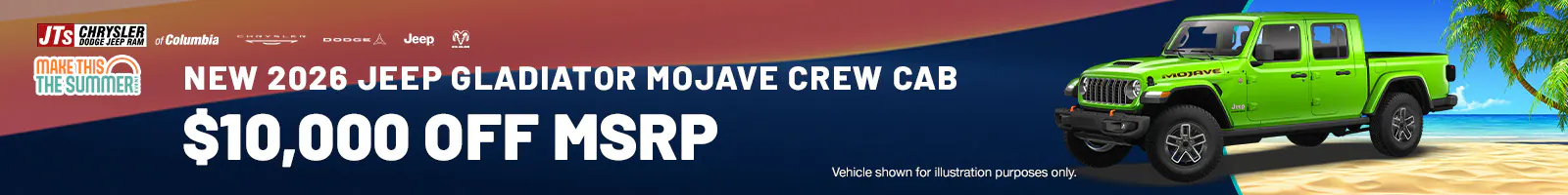 New 2026 Jeep Gladiator Mojave Crew Cab $10,000 off MSRP